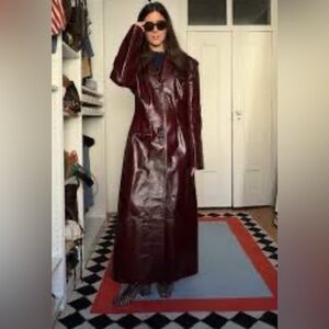 Staud VARNISHES FAUX LEATHER COAT IN PLUMMERLOT